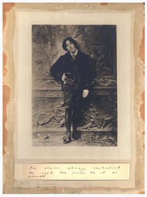 Portrait of Oscar Wilde with hand written inscription
