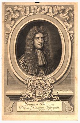 Portrait of Joannes Browne (print with Latin and date, 1698)