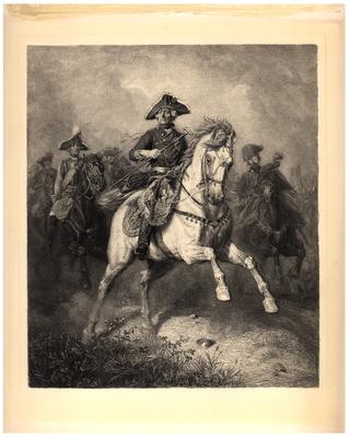 Portrait of Frederick the Great in uniform and on horseback