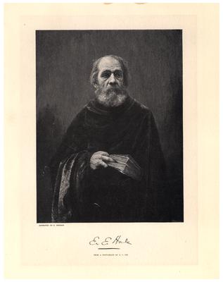Portrait of Edward Everett Hale, with printed autograph
