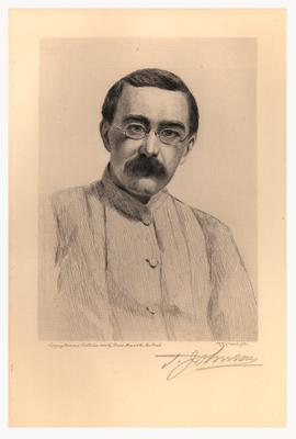 Portrait of Rudyard Kipling, with artist's signature