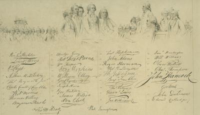 Declaration of Independence with engraving and autographs
