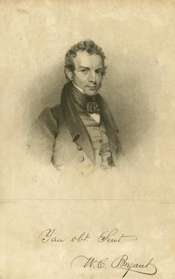 Portrait of William Cullen Bryant, with printed signature beneath portrait. Says 