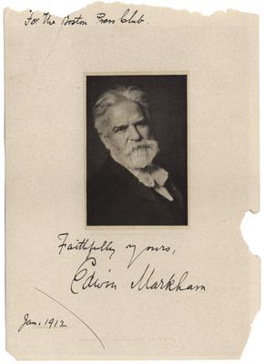 Portrait of Edwin Markham, autographed 