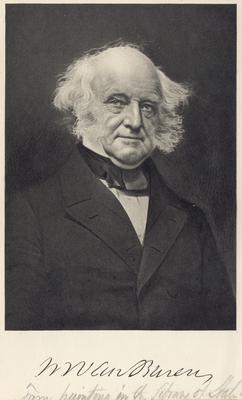 Portrait of Martin Van Buren, Martin, with printed autograph. Print taken from a painting in the Library of Congress