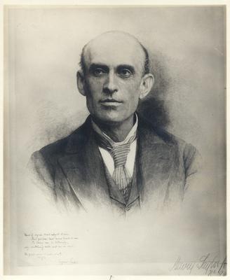 Copy photograph from a drawn portrait of Eugene Field