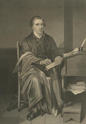 Portrait of Patrick Henry, seated with a book