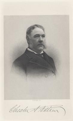Portrait of US President, Chester A. Arthur, with printed signature