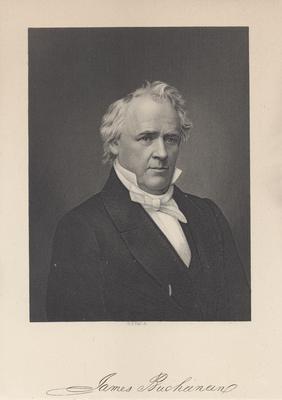 Portrait of James Buchanan with printed signature