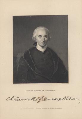 Portrait of Charles Carroll of Carrollton, American colonial leader, with printed autograph, (duplicate of #263)