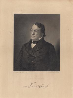 Portrait of Lewis Cass, American senator, diplomat and cabinet member, with printed signature