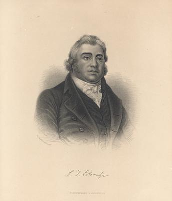 Portrait of Samuel Taylor Coleridge, English poet and critic, with printed signature