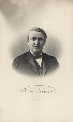 Portrait of Thomas A. Edison, with printed signature