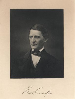 Portrait of Ralph Waldo Emerson, with printed signature