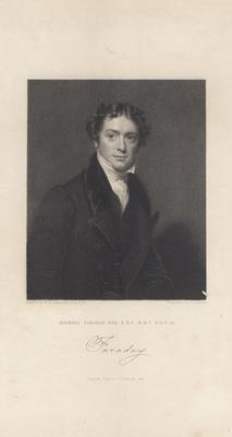 Portrait of Michael Faraday with printed signature