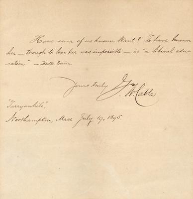 Copy of a note written by G.W. Cable, dated July 19, 1895