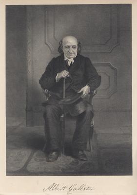 Portrait of Albert Gallatin with copy autograph