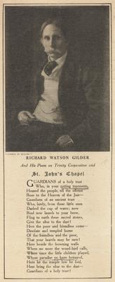 Portrait of Richard Watson Gilder with his poem on Trinity Corporation