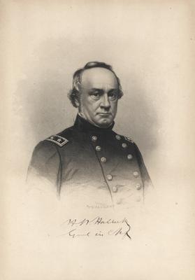 Portrait of General Henry W. Halleck with printed autograph