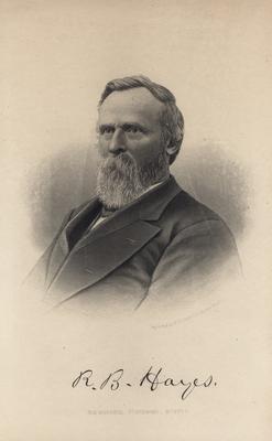 Portrait of Rutherford B. Hayes with printed autograph
