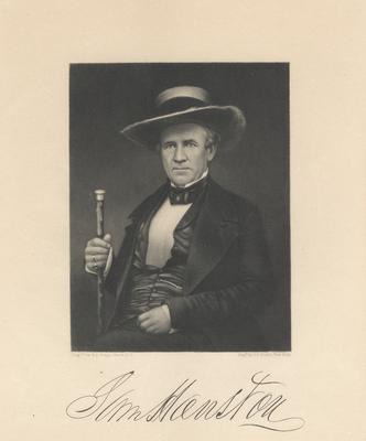 Portrait of Sam Houston with printed autograph