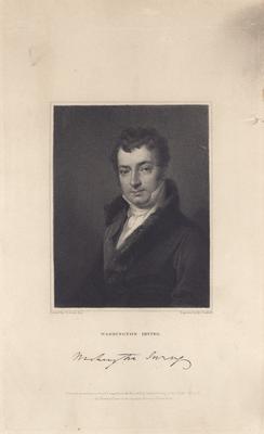 Portrait of Washington Irving with printed autograph