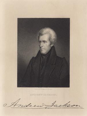 Portrait of Andrew Jackson with printed autograph