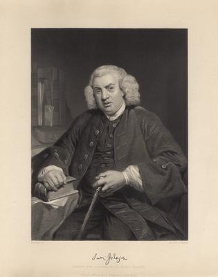 Portrait of Samuel Johnson with printed autograph