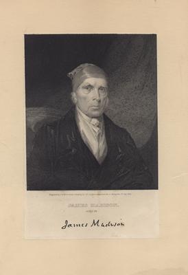 Portrait of James Madison with printed autograph