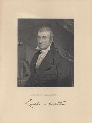 Portrait of Luther Martin with printed autograph