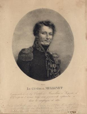 Portrait of Le General Mellinet with hand written inscription beneath image