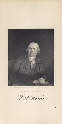 Portrait of Robert Morris with printed autograph