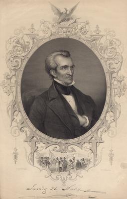 Portrait of James K. Polk with printed autograph