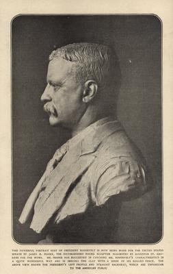 Theodore Roosevelt, halftone print of bust by James A. Fraser, sculptor