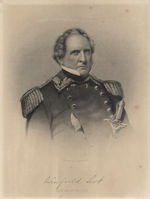 Portrait of Winfield Scott with printed autograph