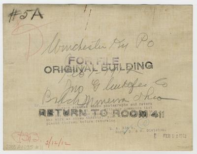 Foundation for post office.                          Winchester Ky P.O. handwritten on verso