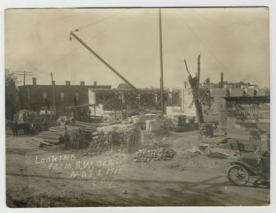 Construction of post office.                          Winchester, Kentucky // Post Office // from S.E. Cor. typed note
