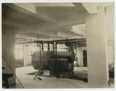 Interior boiler room in post office.                          Winchester Ky P.O. handwritten on verso