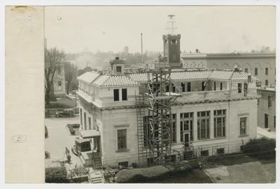 Post office with rooftop addition.                          U.S. Post Office // Winchester, Ky., // April 29, 1935 // From North Looking South typed on verso