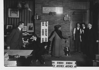 A rehearsal of a theater production; This image is on page 40 of the 1965 Kentuckian
