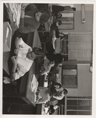 Students in a sewing class