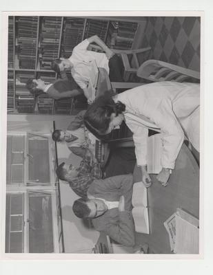 Carol Wishnia and other students study at the Pharmacy Library