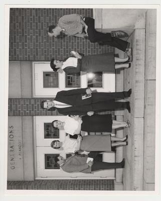 From left to right: James Grosser, Carolyn Ward, and Sylvia Blythe, Garnett Hall, and Fred T. Hall, Jr