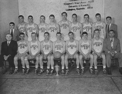 Basketball team photo, 1947-48 season, including the 