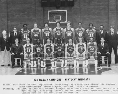 Basketball team photo, 1978 NCAA championship team; names of individuals listed on photograph sleeve