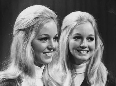 Patricia and Priscilla Barnstable, UK cheerleaders and daughters of former UK basketball standout Dale Barnstable; the twins traveled with Bob Hope's entourage to Vietnam to entertain troops there during the war over the Christmas season