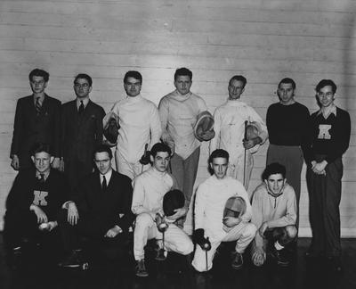 UK Fencing team; names of individuals listed on photograph sleeve; Photo appears on page 212 in the 1941 Kentuckian