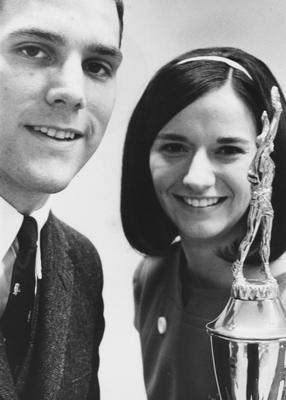 Don Graeter and Rosemary Cox awarded Outstanding Greeks, 1968-69; photo appears on page 376 in the 1969 Kentuckian