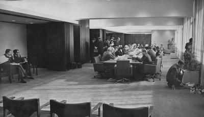 The first University of Kentucky Board of Trustees meeting the Patterson Office Tower, December 1969; Lexington Herald-Leader photo