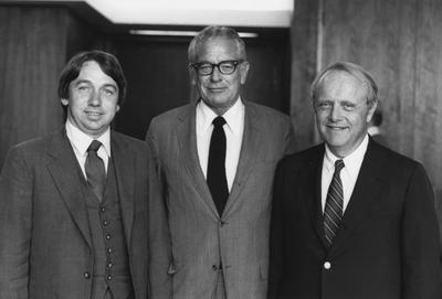 From left, University of Kentucky Board of Trustees member Ronald Geary, University President Otis Singletary, and former Kentucky Governor Edward Breathitt at Board meeting